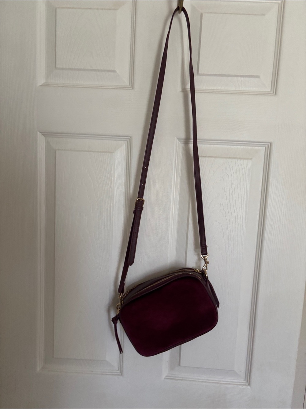 Old Navy Deep Wine Crossbody Bag with Gold Hardware